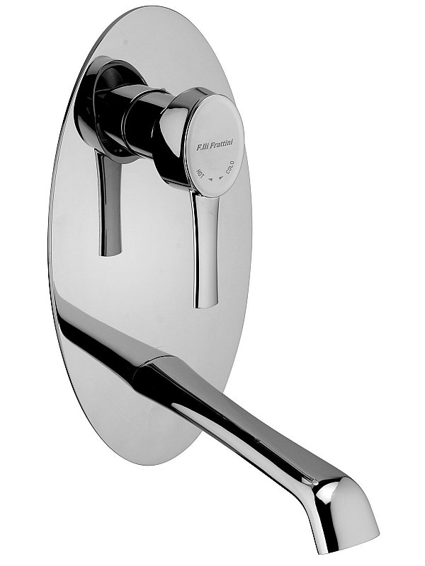 Complete vertical built-in washbasin mixer without pop-up waste