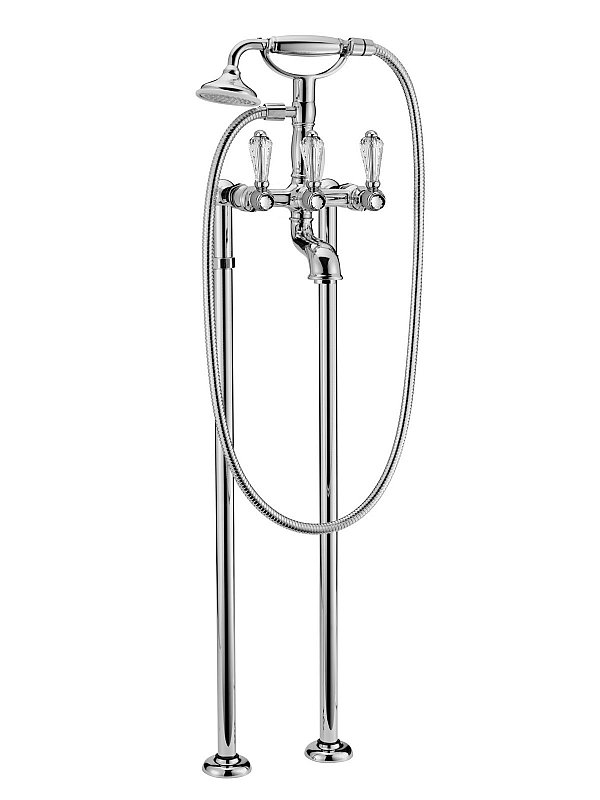 External bath mixer with duplex shower