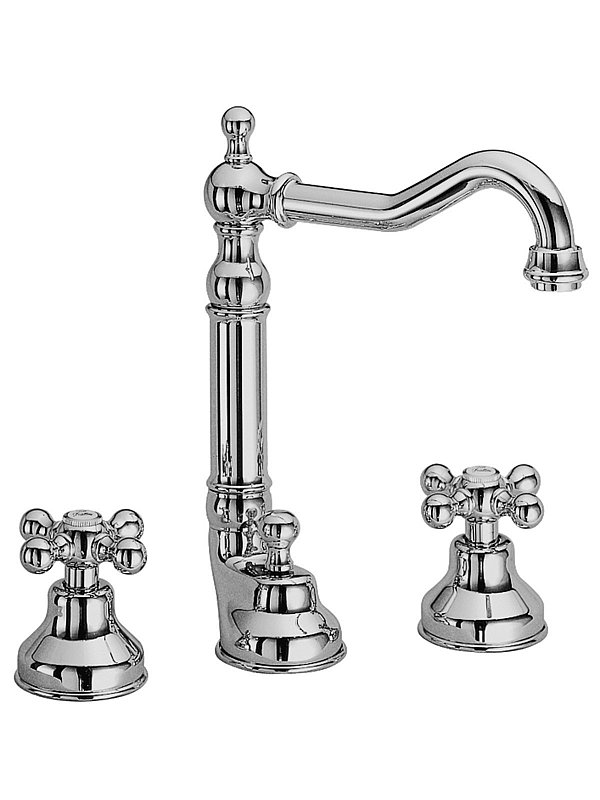 3 hole washbasin mixer with vintage spout and waste