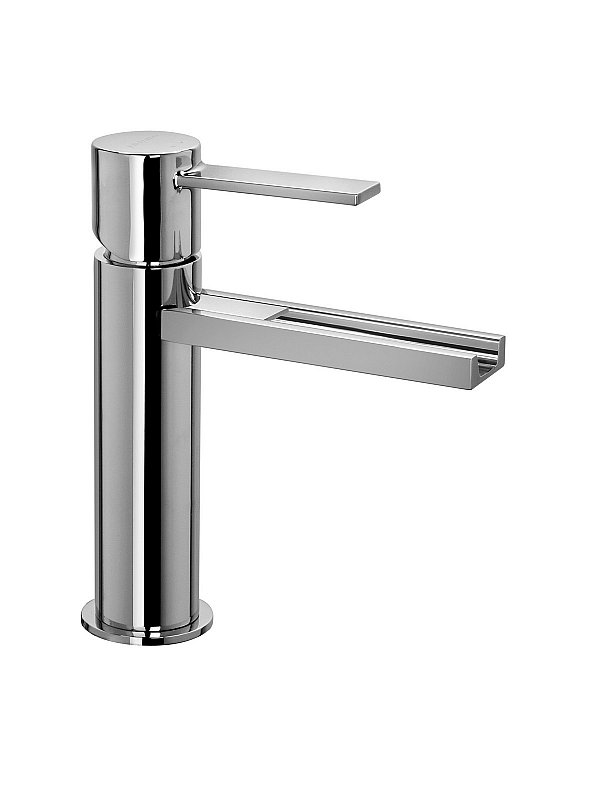 Single-lever washbasin mixer with cascade flow without waste