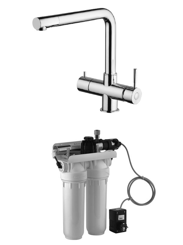 3 way kitchen mixer with Flex, carbon filter and Uv Lamp