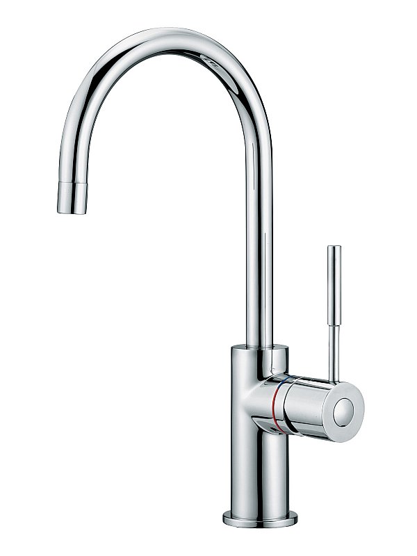 Single-lever washbasin mixer with swivel spout and pop-up waste