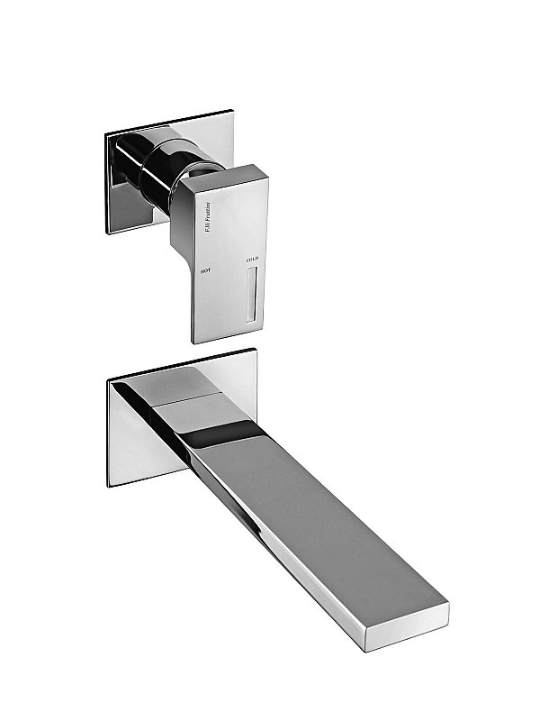 Complete vertical built-in washbasin mixer without pop-up waste